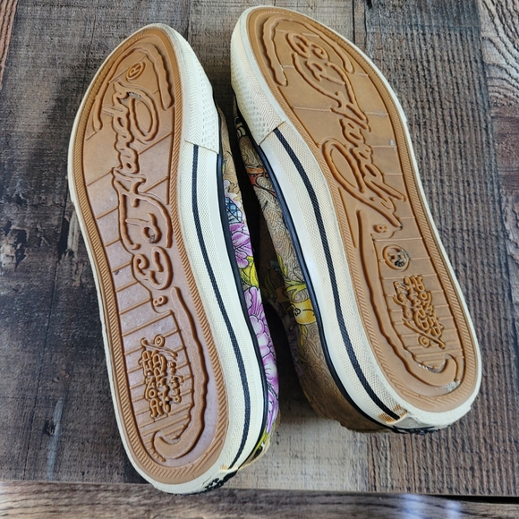 Ed Hardy Colorful Slip-On Sneakers with Gold Accents, Women's 8 - Picture 8 of 10